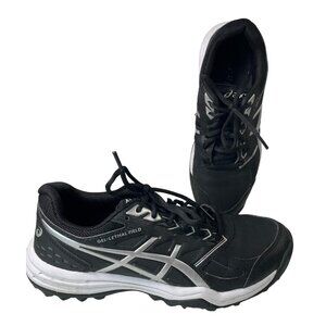 Asics Gel Turf Shoes Womens Size 8.5 Lethal Field Black Pure Silver Sneakers